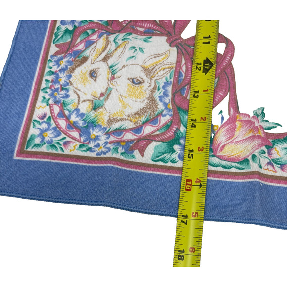Vtg Easter Cloth Napkins 17x17 Bunnies Basket Spring Flowers Tulips Set Of 6 - Picture 4 of 5